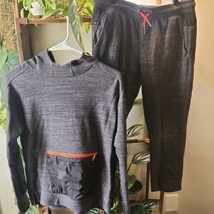 Boys All In Motion Size 14 Gray Hoodie and Jogger Set with Red Accents